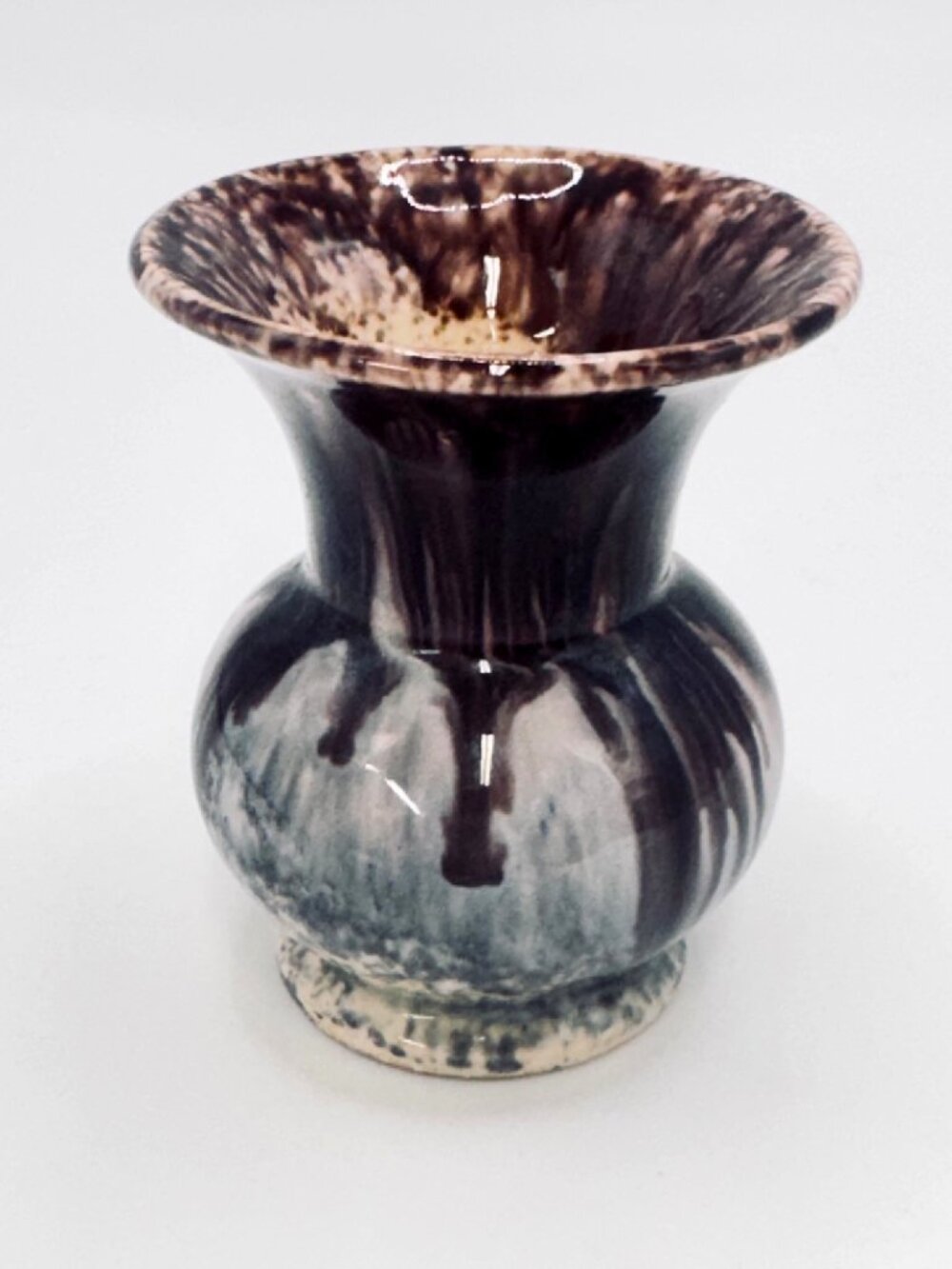 Scheurich Keramik Ceramic Art Pottery Vase West German Glossy Brown Drip Glaze